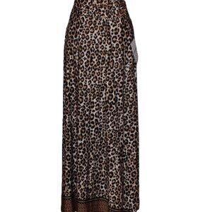 Black Tan Animal Print Skirt Stretch Waist NWT 1X Front Buckle Decorative Belt